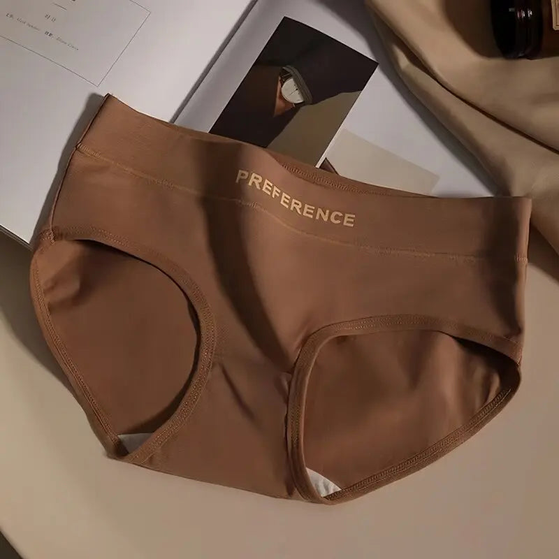 1-Pack Women Cotton Panties Mid Waist Briefs in Warm Tan Minimalist Breathable Intimates Ladies Underwear Size M-2XL
