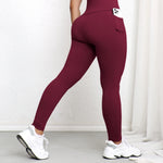 Women Butt Lifting Fitness Leggings With Pockets Tummy Control Sports Pant High Waist Fitness Tights Gym Clothing Sportswer
