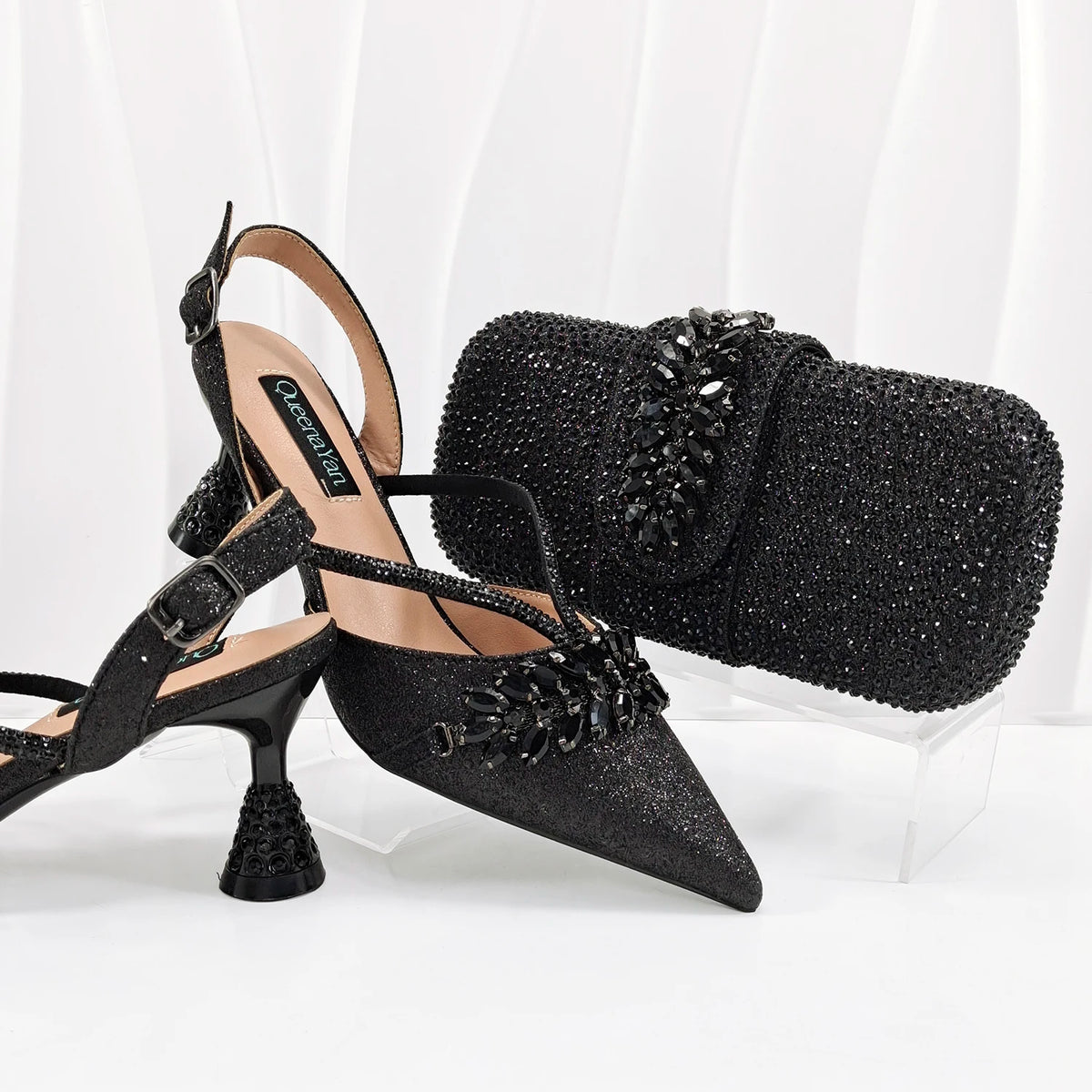 Doershow African fashion Italian Shoes And Bag Sets For Evening Party With Stones SILVER Italian Handbags Match Bags! 1-1