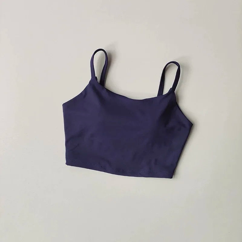 Women's yoga sports bra, small camisole vest integrated fixed gathering sports and fitness bra