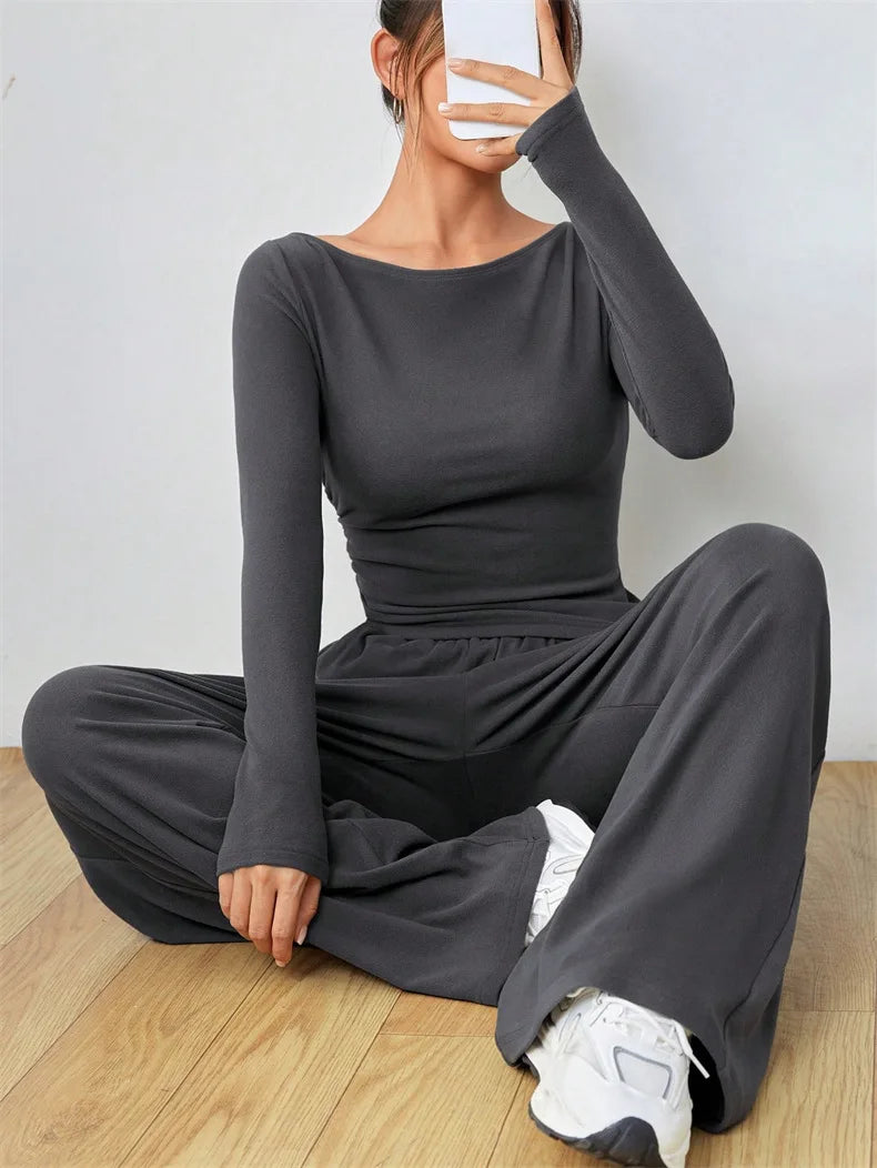 New Women's Home Clothes Sleepwear Loose Wide Leg Pants Two Piece Set Soft and Comfortable Sports and Leisure Fashion Set Hot