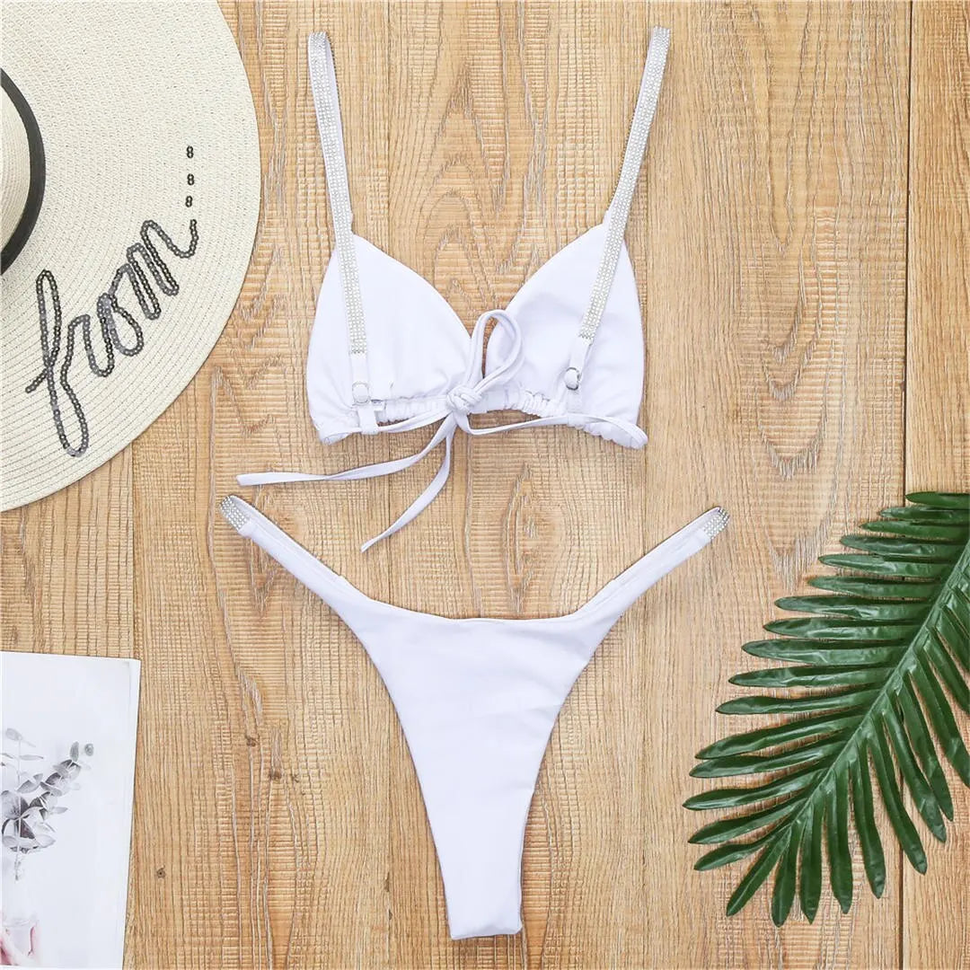 New Sexy Mini Bikini Female Swimsuit Women Swimwear Two-Pieces Bikini Set Sequins Padded Bather Bathing Suit Swim Lady V2043P