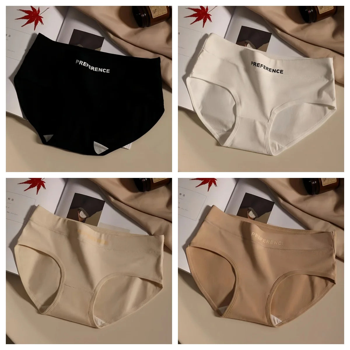 4Pcs/Set Cotton Panties Women Mid Waist Briefs Breathable Intimates Breathable Comfort Underwear M-2XL Soft Panties