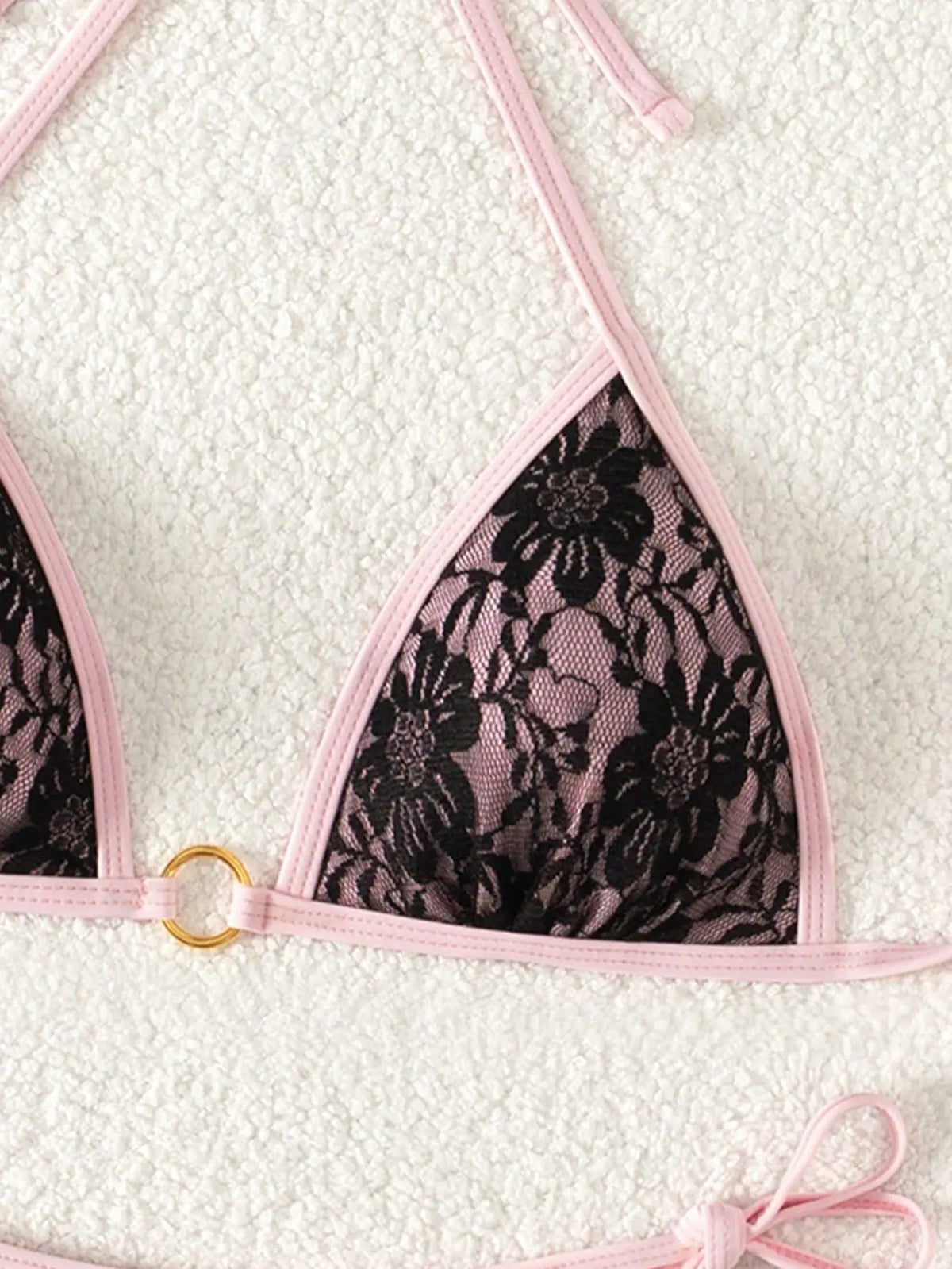 Embroidery Mesh Lace Halter Bikini Female Swimsuit Women Swimwear Two-pieces Bikini Set High Cut Bathing Suit Swim Beach Wear