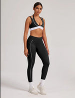 Women's Yoga Sets Sports Fitness V-Neck Halter Sports Bra Color-Block Hip-lifting Pants Suits Running Training Workout Gym Sets