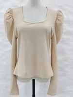 Phantasy New Y2k Tops Fashion Square Collar Slim Leg Sleeve Knitted Bubble Long Sleeve T-shirt Casual Style Vintage Clothing