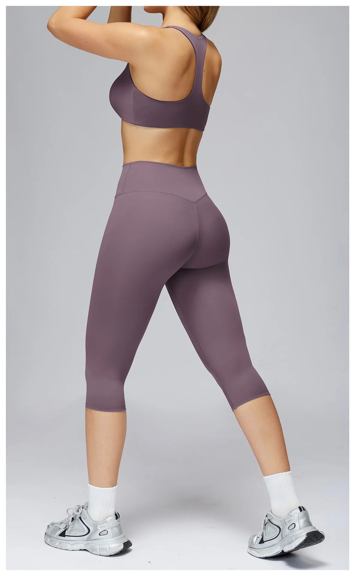 2 Pieces Yoga Set Women Sports Shirts Workout Top Fitness Suits Outdoor Gym Running Mid-length Pants Workout Clothes Tracksuits