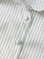 Women Button Down Slim Fit Striped Shirt Fashionable Summer Short Sleeve Turn Down Collar Tops for Casual Daily Wear