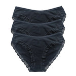 3Pcs/Set Cotton Panties Women Lace Trim Briefs Female Underpants Solid Color Soft Underwear Sexy Lingerie Intimates M-XL