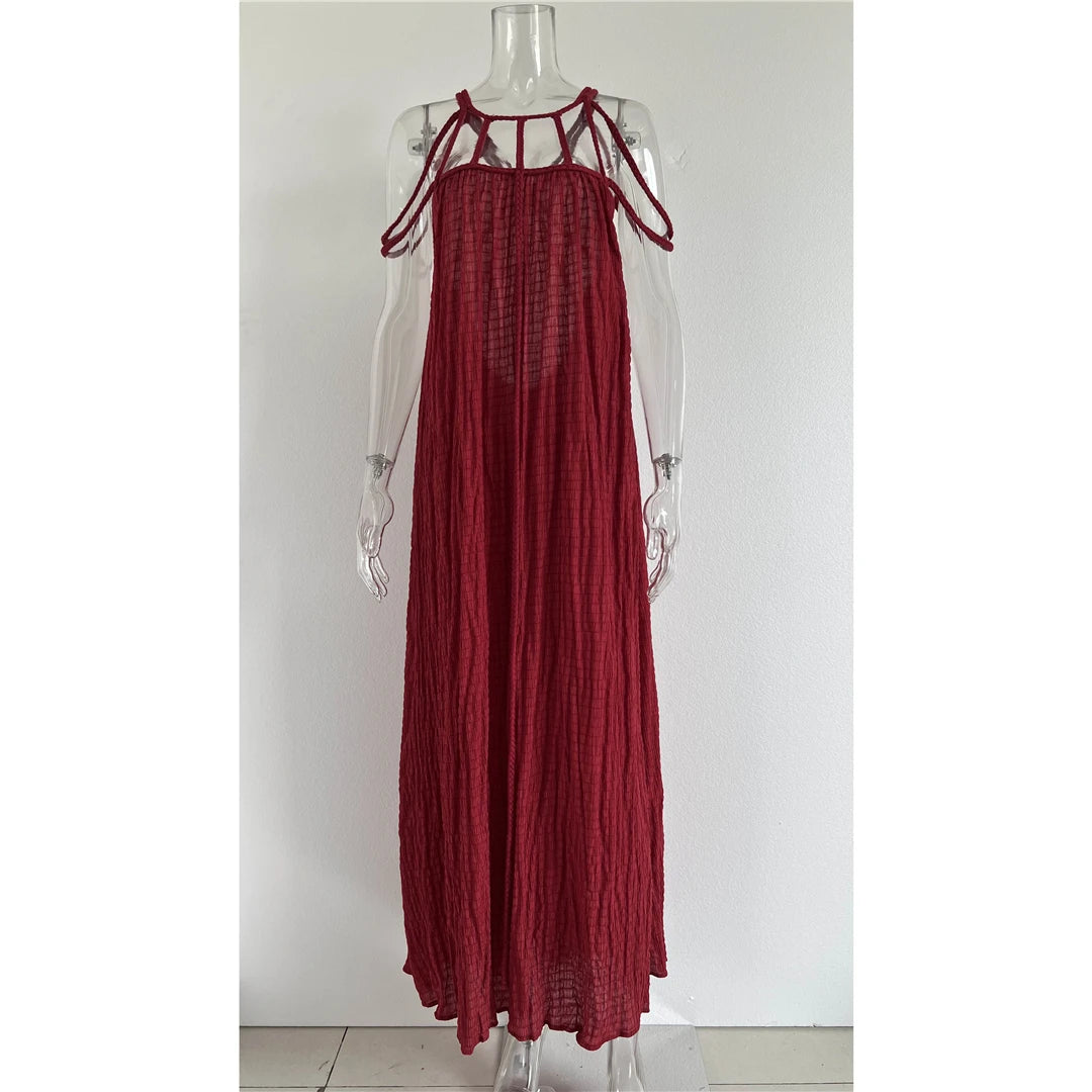 5 Colors Hollow Out Backless Crochet Knitted Tunic Beach Cover Up Cover-ups Beach Dress Beach Wear Beachwear Female Women V5429
