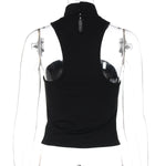 FDYOUI 2026 Summer Halter Neck Off Shoulder Corset High Street Women Sexy Sleeveless Crop Top Hollow Out Slim Tank Tops Clubwear