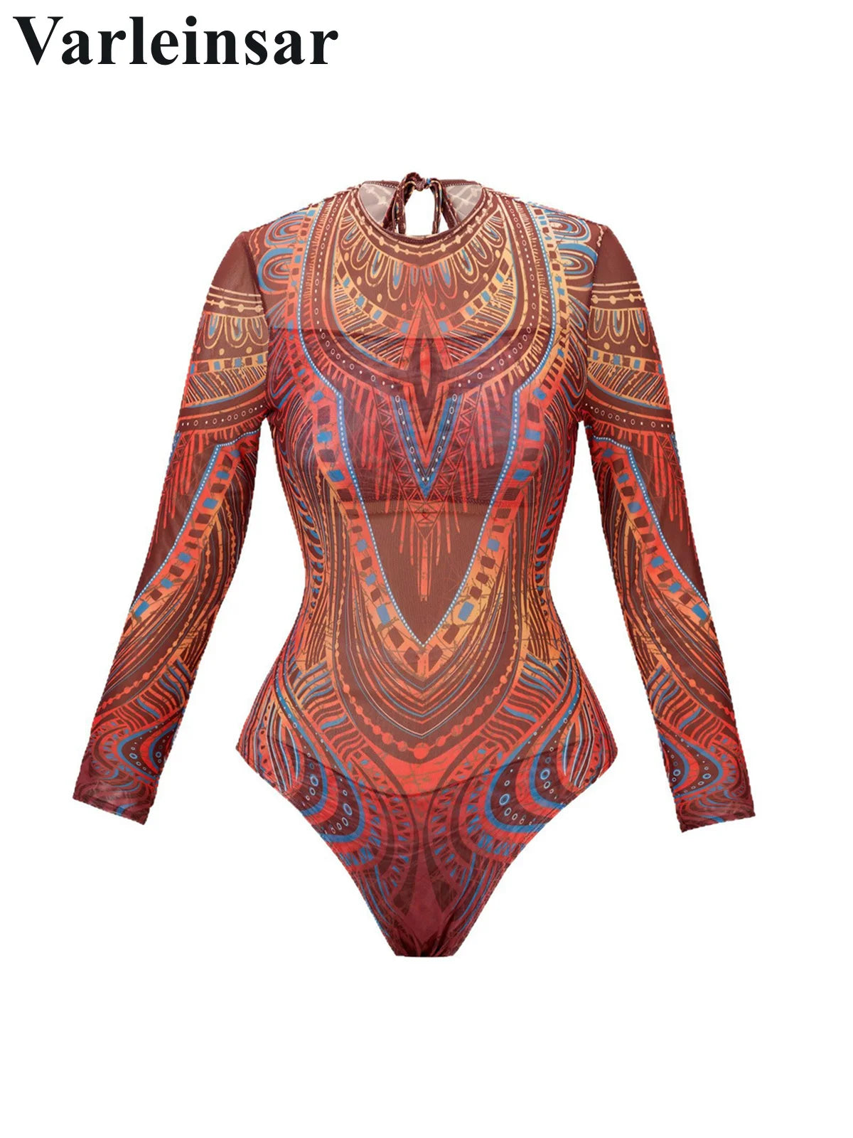 XS - XXL Printed Long Sleeve With Sarong Women Swimwear One Piece Swimsuit Female High Leg Cut Bather Bathing Suit Swim V7136