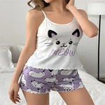New Women's Fun Printed Suspender Top with Shorts Pajama Set Casual Home Style Pajamas for WomenSleepwear Lingerie