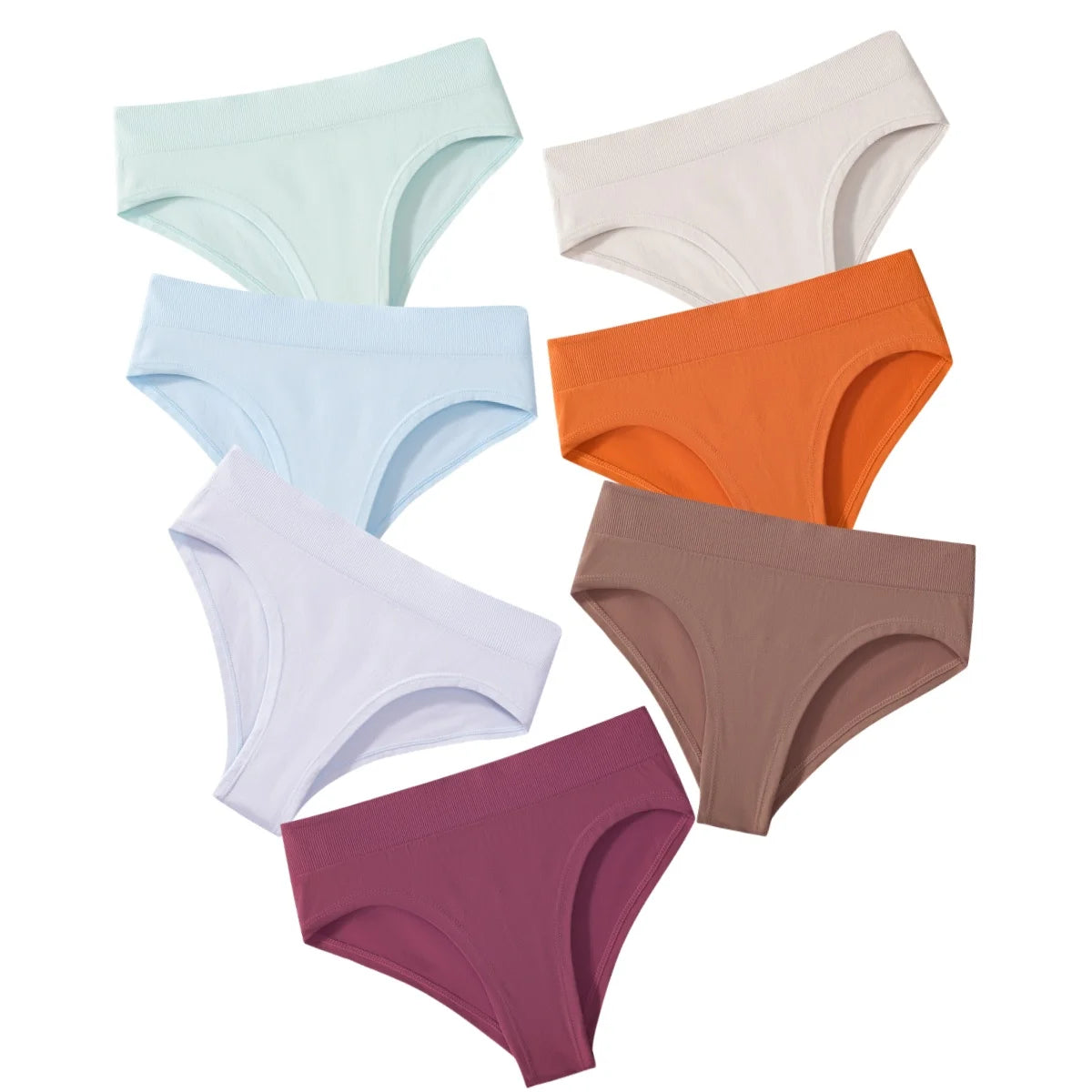7Pcs/Set Panties Women Seamless Underwear High Rise Briefs Female Underpants Solid Color S-XXXL Sexy Lingerie Comfort Intimates