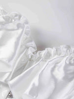 Chest corset with satin ruffled sleeves and waist-tightening palace corset at the back of the shoulder.