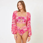 Retro One Piece Swimsuit with Skirt Shoulder Strappy Floral Print Women's Slimming Bathing Suit Beach Wear
