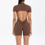 Women's Seamless Yoga Jumpsuits Sports Fitness Zipper Open Beauty Back Hip-lifting One-Piece Running Training Workout Bodysuits