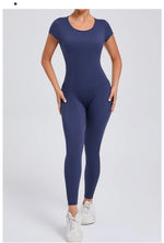 One-piece Yoga Padded Backless Suit Female Rompers Quick Dry Yoga Clothing Workout Bodysuits Scrunch Sports Jumpsuit Women