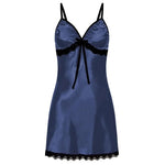 Women Sexy Sleepwear Sleeveless Nighties V-neck Nightgown Plus Size Nightwear Lace Nightdress Silk Satin Night Dress