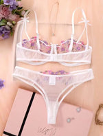 Night Beautiful Sexy Women 2 Piece floral Embroidery Underwear Sexy Erotic lingerie underwear Set