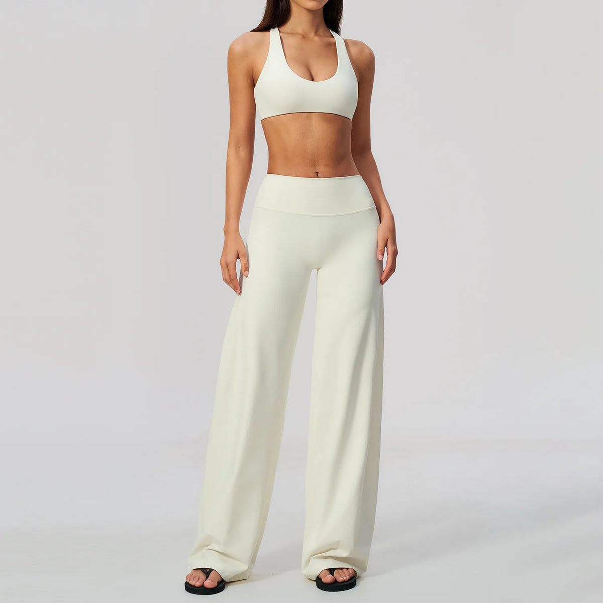Summer 2 Piece Yoga Sets Women Tight Back Cross Sports Bra High Waist Peach Hip Wide Leg Pants Gym Running Fitness Workout Suits