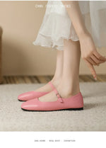 2025 Elegant Woman Square Toe Lolita Lady Barefoot Boat Gold Flats Elegant Soft Sole Ballerina Party Mary Jane Shoes