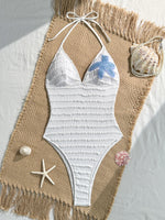 Sexy Holiday Swimwear Women 2026 Blue Sequin Starfish V Neck Hollow Out Backless Tummy Control Bathing Suit One Piece Swimsuit