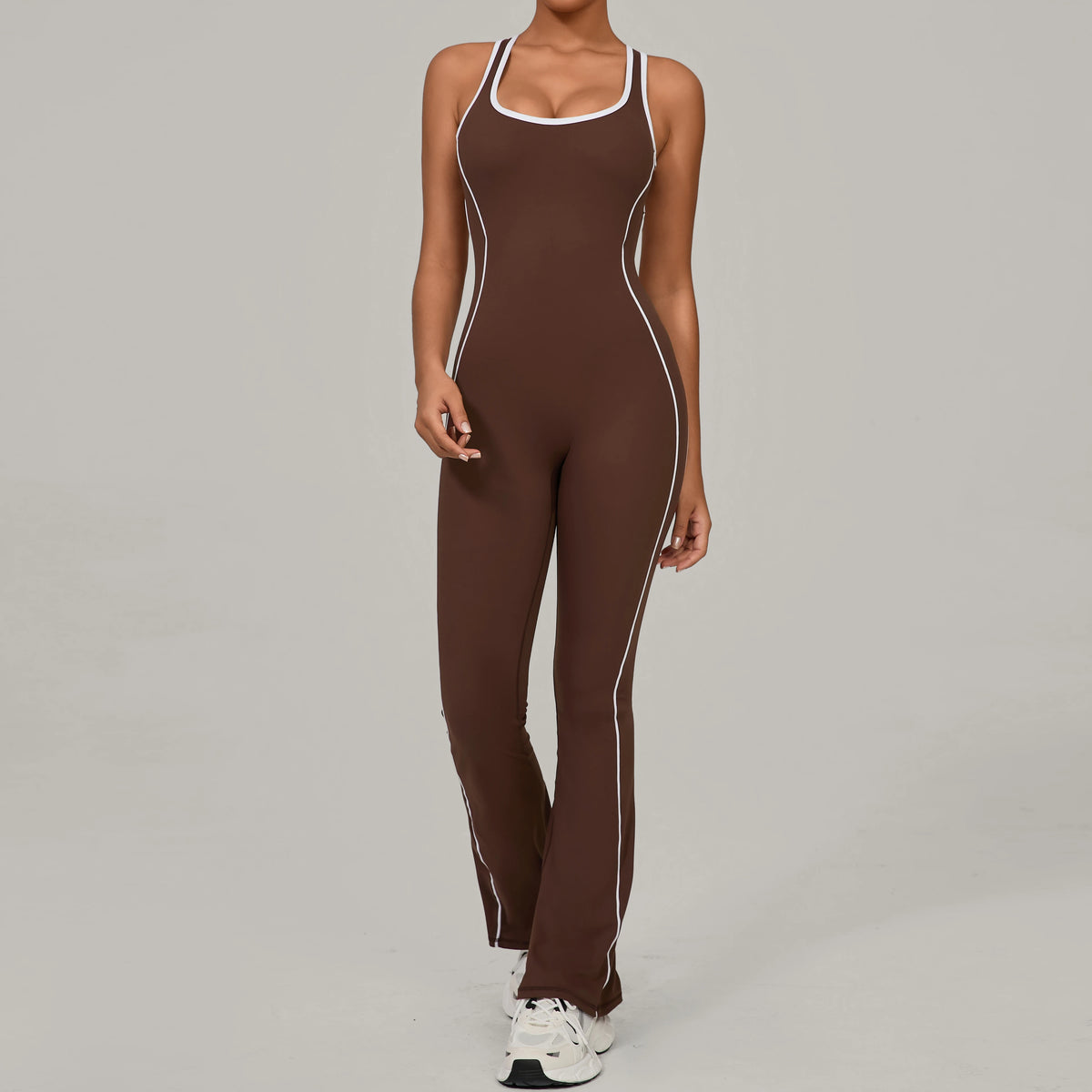 Sexy Backless Bodysuit Women's Set Tracksuits Fitness Sports Jumpsuit Yoga One-piece Suit Flared Pant Fast Dry Workout Clothes