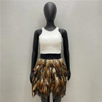 Festival Faux Feather Skirt Punk Gothic Style Hand-Stitched Design Stage Performance Punk Gothic Mini Short Skirt