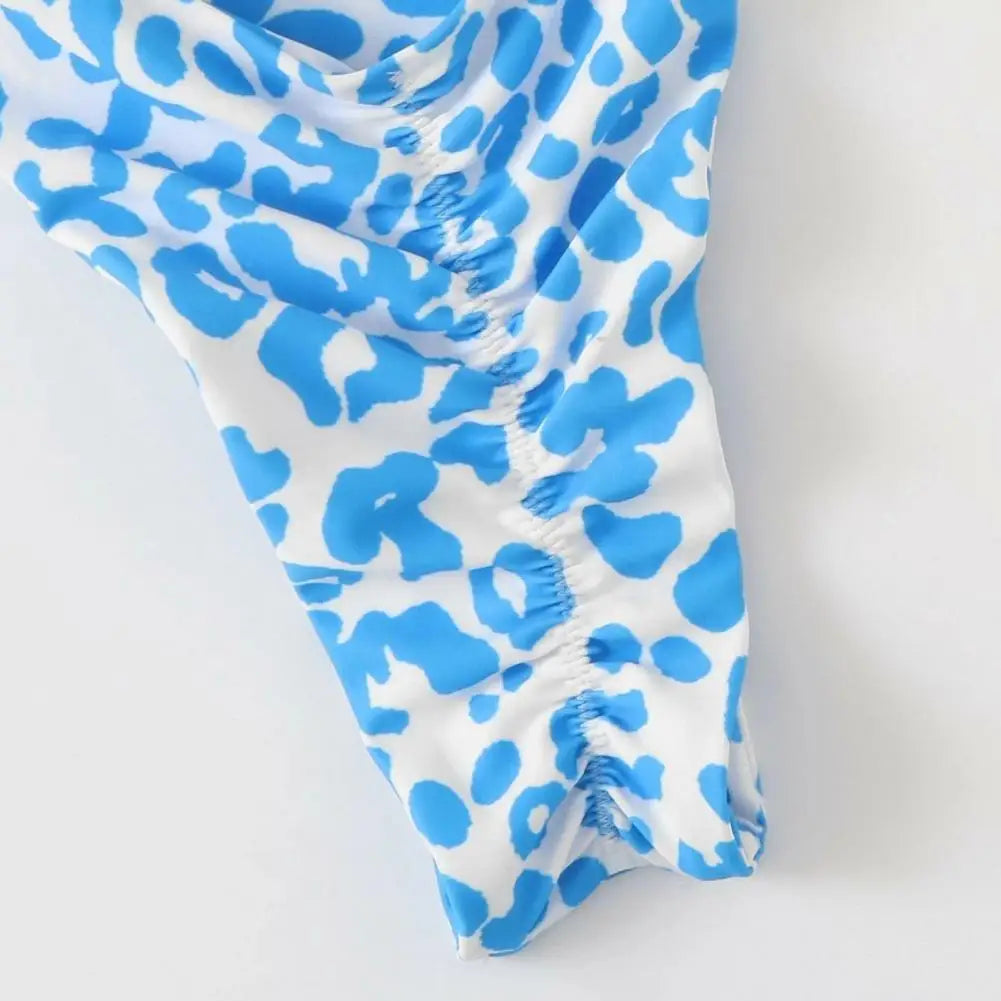 2 Pcs/Set Lady Swimwear Set Leopard Print Quick Dry Women Bathing Suit Slim Fit Wireless Summer Bikini Set For Beach
