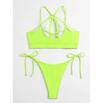 Cut Out Halter Bikini Female Swimsuit Women Swimwear Two-Pieces Bikini Set Padded Strappy Bather Bathing Suit Swim Lady V3423