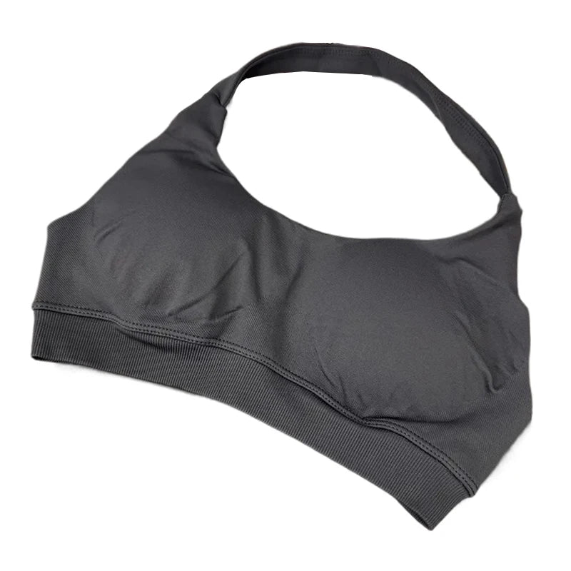 High Support Sports Bra Women Halter Seamless Yoga Bra Padded Backless Sports Bras Gym Crop Top Push Up Workout Yoga Tops Woman