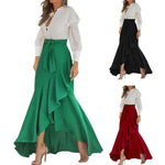 Irregular Ruffle Hem Sexy Skirt For Women Elegant Summer Wrapped Hip Fishtail Skirt High Waistband Solid Color Flowy Skirt