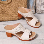 Summer Womens Low Wedge Sandals Thick Heel Fish Mouth Thick Sole Women's Slippers Fashionable Casual Leather Zapatillas De Mujer