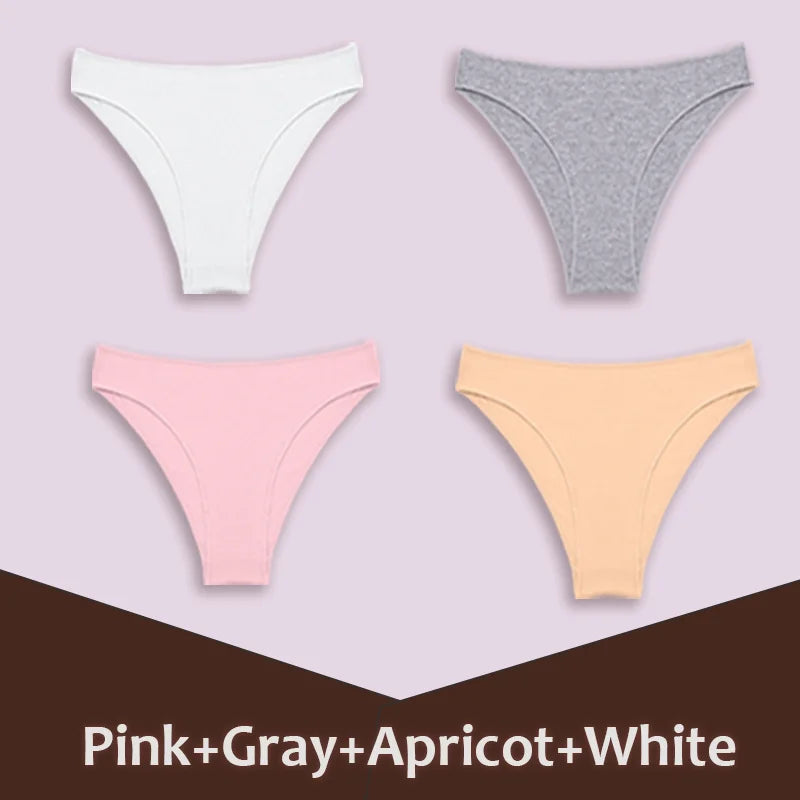 4Pcs Women's Cotton Briefs Seamless Women Sexy Panties Intimates Solid Color Breathable Underwear Female Low Waist Soft Lingerie