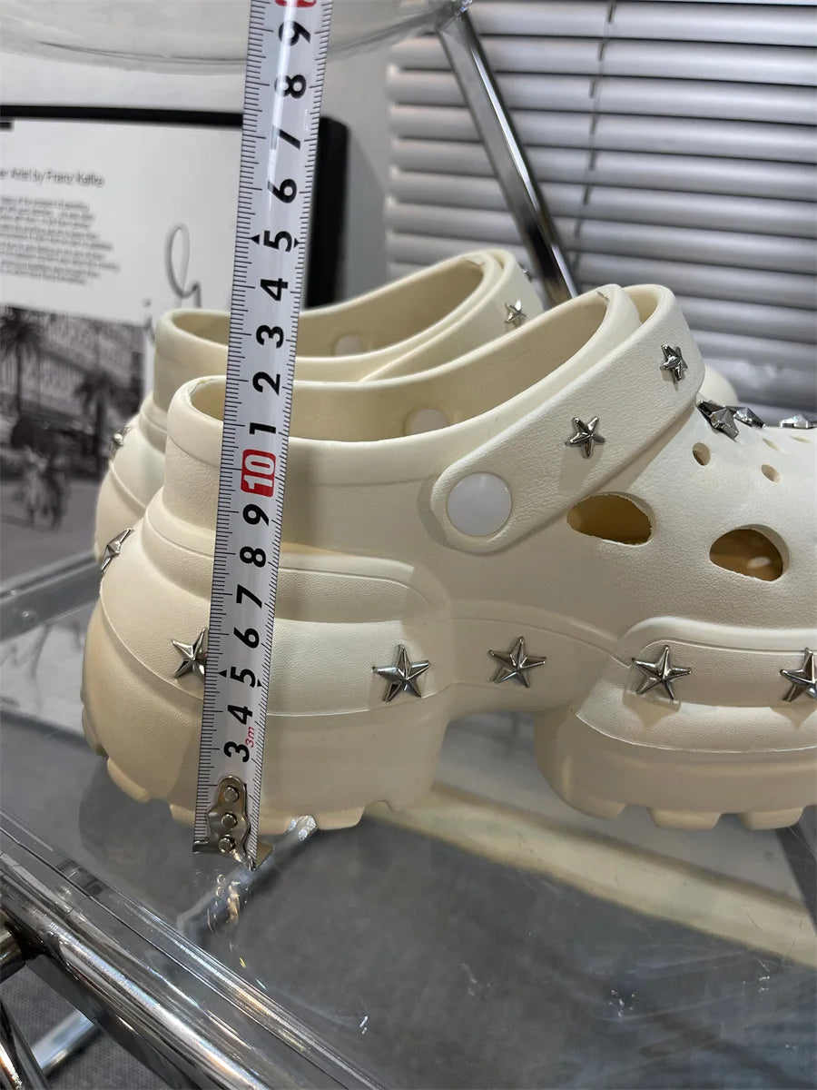 Women Fashion Clogs DIY Cute Stars Platform Slippers Soft EVA Sexy High Heels Female Indoor Street Shoes Girls Beach Sandals