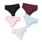 5Pcs/Set Briefs High Rise Panty Women Panties Female Underpants Solid Color Seamless Underwear S-XXXL Sexy Lingerie Intimates