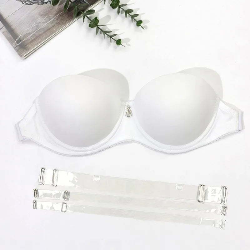 Beauwear Women Invisible Bra Transparent Strap Underwear Push Up Padded Lingerie 70B 75B 80 B Cup Top