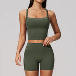 Yoga Set Women Tracksuit 2 Piece Gym Clothing Sportswear Running Tank Top Fitness Leggings Workout OutfitsAthletic Wear Suit