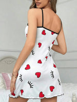 Sleepwear Women Sexy Lingerie Butterfly Printed Slip Nightdress Round Neck Sleep Dress Split Thigh Nighties Nightgown Loungwear