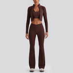 Women's Yoga Exercise Sets Women Backless Sports Tank Top V Shape High Waist Wide Leg Pants Fitness Gym Running Workout Clothes