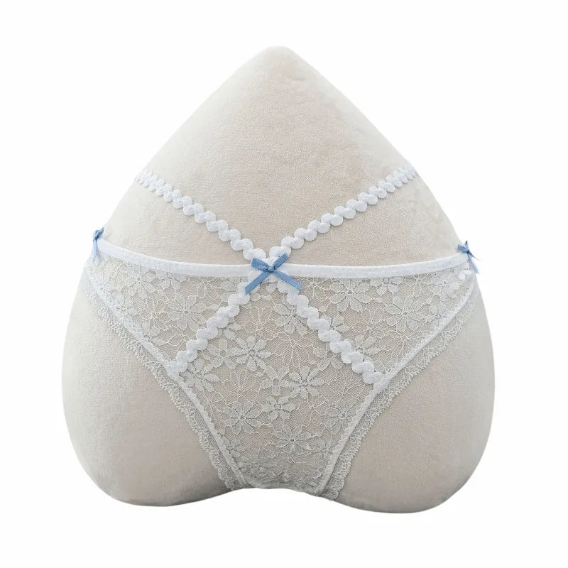 Sexy Lace Thong Double Strap Women's Panties Low Waist Transparent Flower See Through Hollow Out Low Waist G-Strings Underwear
