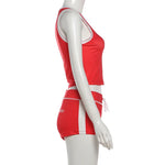 European and American 2026 Spring and Summer Casual Contrast Color Halter Backless Top High Waist Butt Lifting Shorts Set