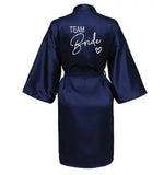 Wedding Party Team Bride Robe With Black Letters Kimono Satin Pajamas Bridesmaid Bathrobe SP004