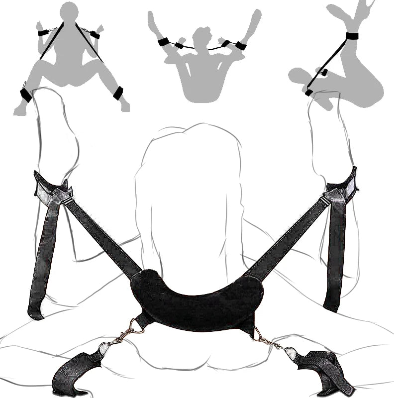 Cosplay Sex Leather Bondage Kit BDSM Restraints Fetish Erotic Sex Toys Couples Women Bandage Slave CollarsHandcuffs Adult Game