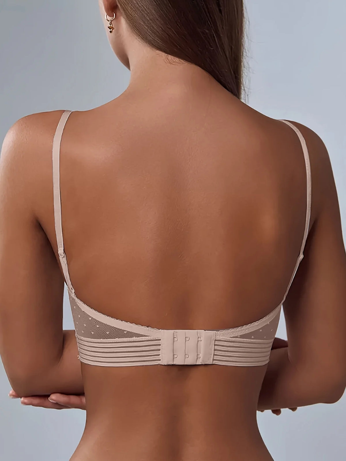 Deep U-Shaped Large Backless Bra, Thin Style, Minimizes Large Bust, Wireless, Push-Up, Invisible Backless Lingerie for Women, Ultra-Thin, Plus Size