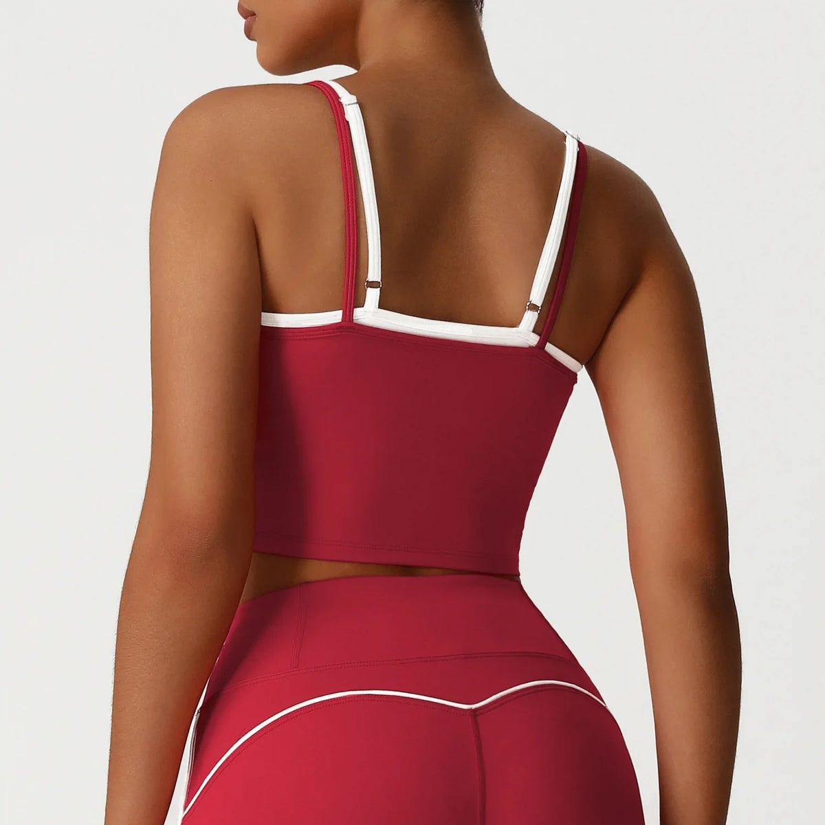 Women's Seamless Yoga Vest - Fake Two-Piece with Backless Removable Padded Sports Bra Stretchy Running Fitness Tank Top
