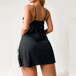 Deep V Bras Sexy Underwear Nightdress Set With Thong Hot Selling Night Intimate Clothing Women Spaghetti Strap Lingerie Pajamas