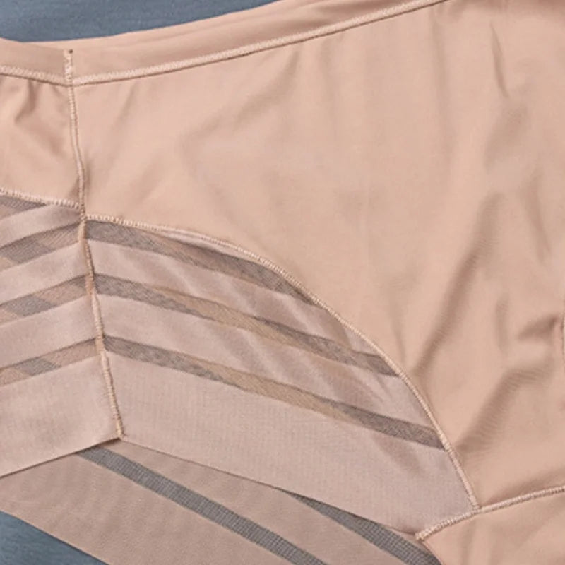 3Pcs/Set Women Panties High Waist Briefs Tummy Control Mesh Elastic Shapewear Ice Silk Female Seamless Underwear Sexy Lingerie