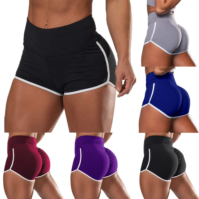 Women Gym Fitness Tight-Fitting Yoga Shorts Sexy Elastic Sports Running Tight Hip Lifting Shorts Girls Casual Sports Short Pants